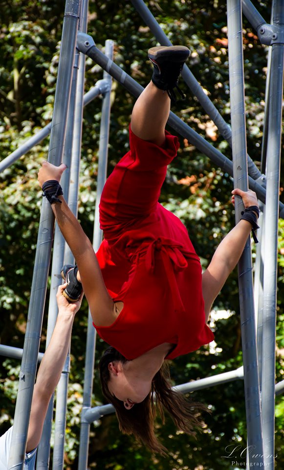 Beth in upside down splits for WILD